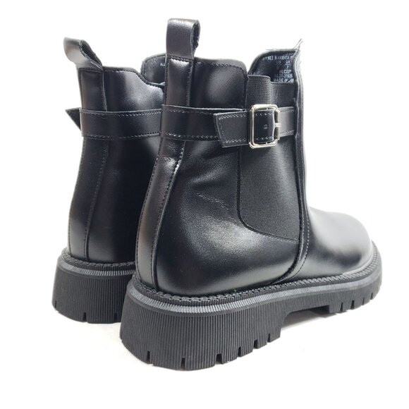 Womens Size 8 Black Chunky Heel Ankle Boots With Buckle Strap - Picture 2 of 9